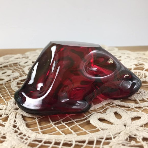 Red Raspberry Murano Ashtray Blown Art Glass - Picture 7 of 11